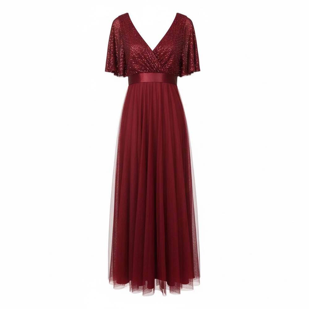 Elegant Burgundy Evening Gown